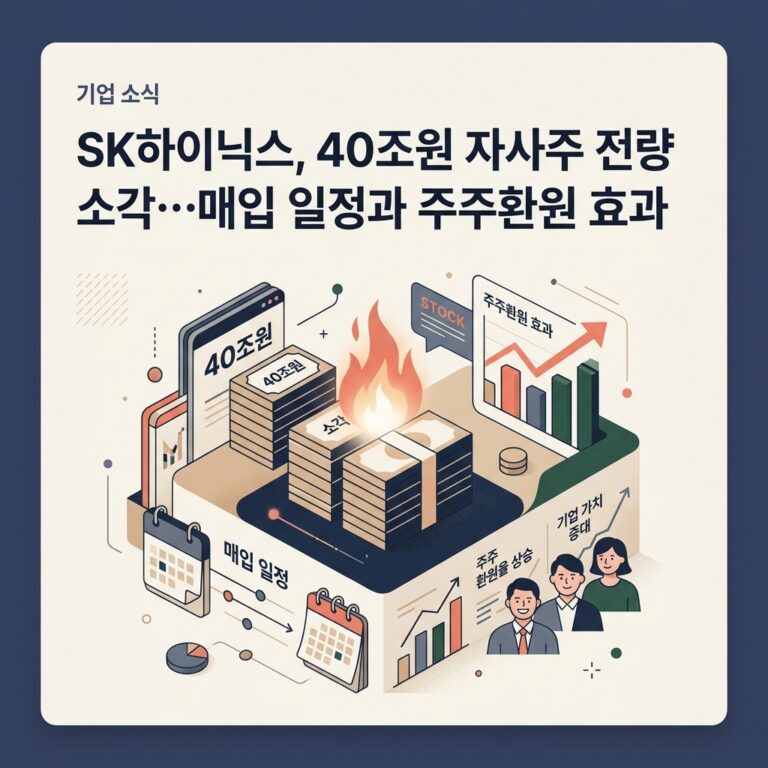 ai thumbnail branding SK하이닉스 40조원 자사주 전량 소각…매입 일정과 주주환원 효과 1787188547