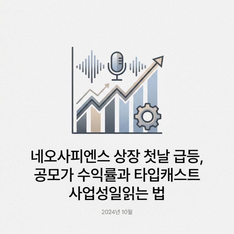 ai thumbnail minimal 네오사피엔스 상장 첫날 급등 공모가 수익률과 타입캐스트 사업성 읽는 법 1789970059