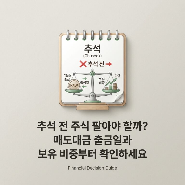 ai thumbnail minimal 추석 전 주식 팔아야 할까 매도대금 출금일과 보유 비중부터 확인하세요 1789969703